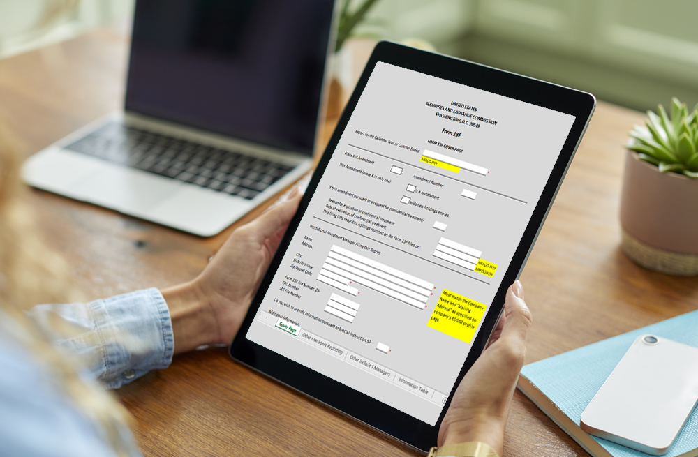 Form 13F regulatory filing agent service for investment managers